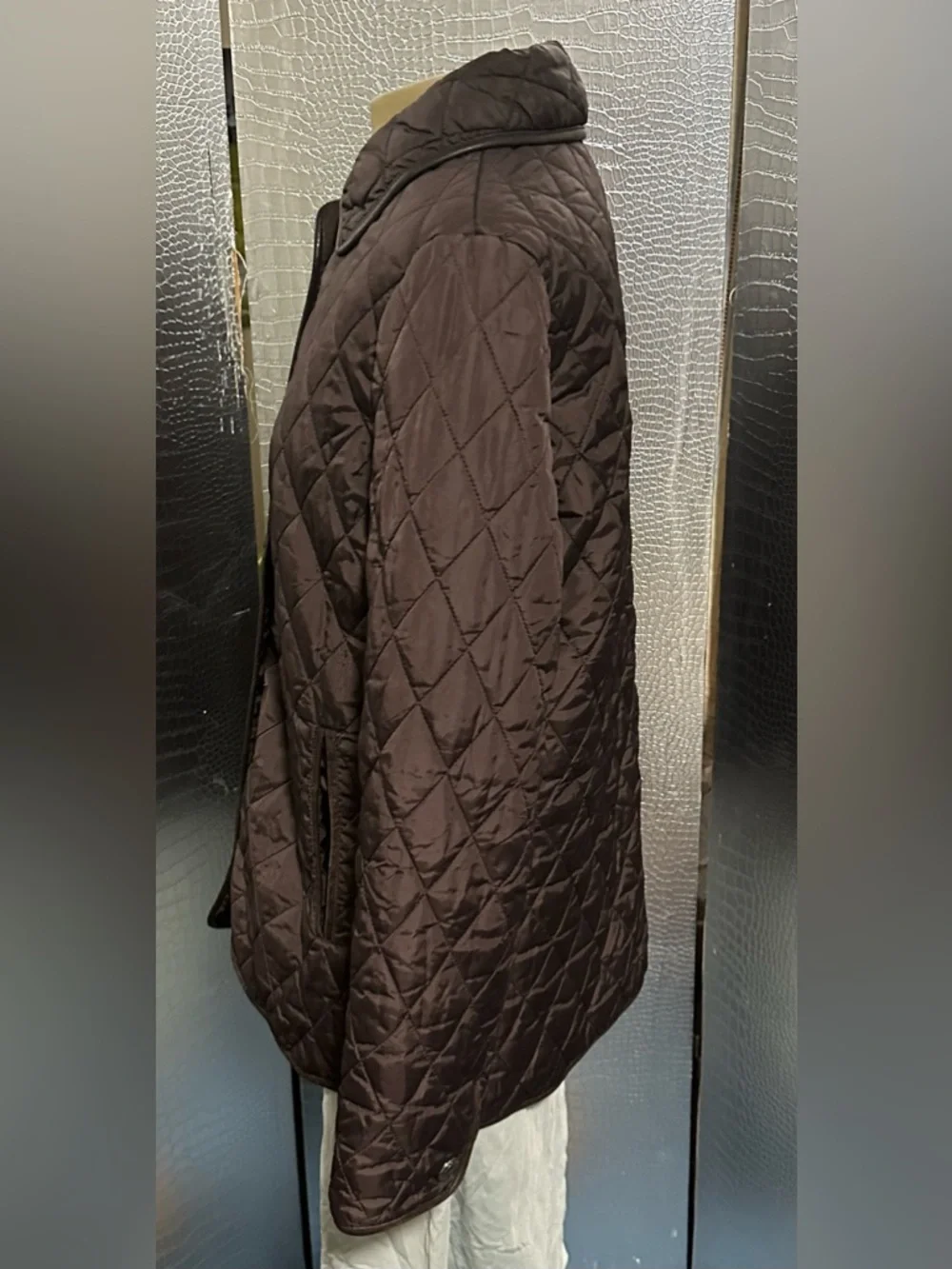 Coach Quilted Brown Diamond-Stitch Puffer Jacket